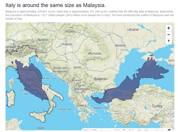 dimensione della Malesia