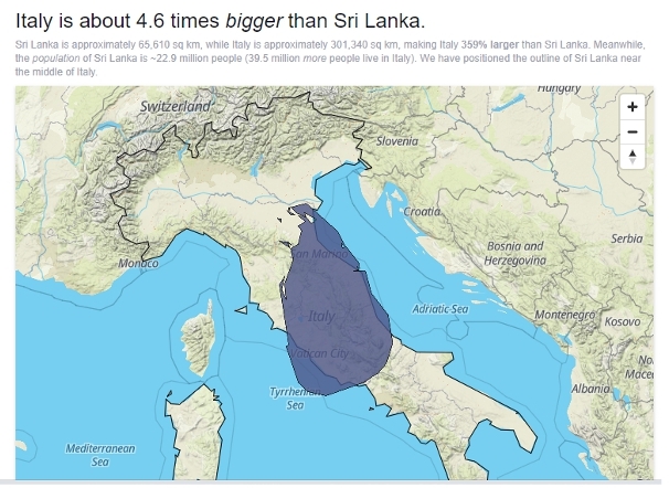 dimensione dello Sri Lanka